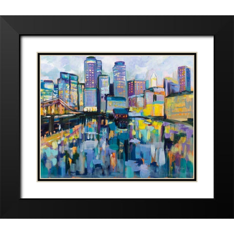 Boston Harbor Black Modern Wood Framed Art Print with Double Matting by Vertentes, Jeanette