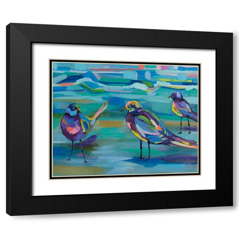 Indigo Gulls Black Modern Wood Framed Art Print with Double Matting by Vertentes, Jeanette