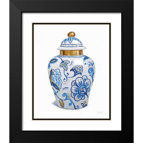 Flora Chinoiserie II Black Modern Wood Framed Art Print with Double Matting by Adams, Emily