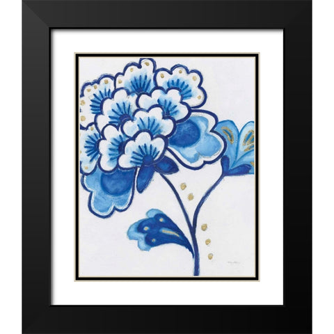 Flora Chinoiserie IV Black Modern Wood Framed Art Print with Double Matting by Adams, Emily