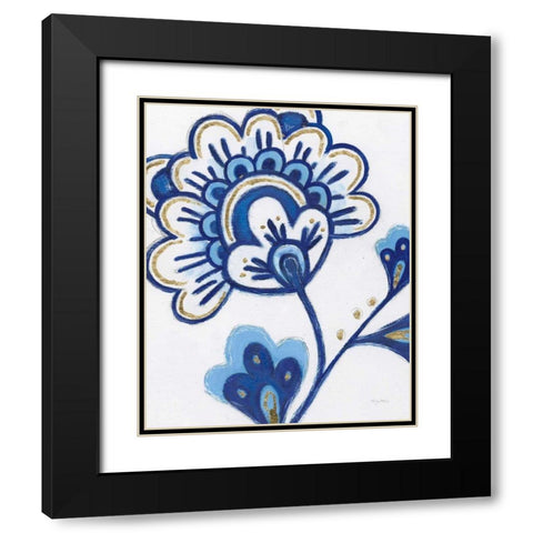 Flora Chinoiserie VI Black Modern Wood Framed Art Print with Double Matting by Adams, Emily