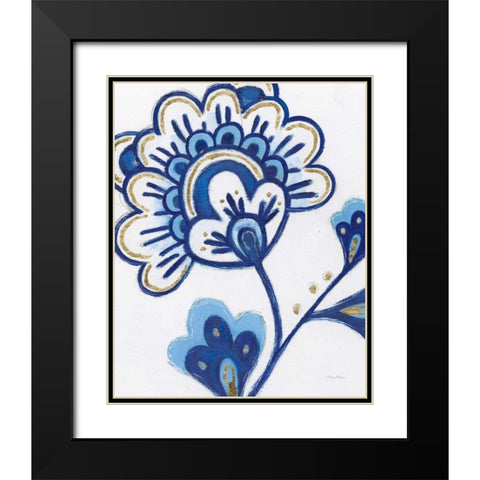 Flora Chinoiserie VI Black Modern Wood Framed Art Print with Double Matting by Adams, Emily