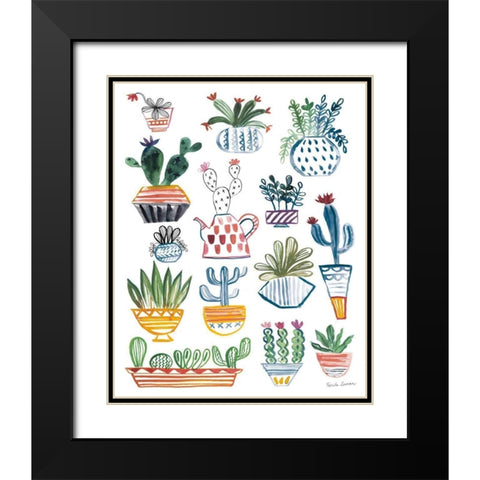 Funky Cacti I Summer Black Modern Wood Framed Art Print with Double Matting by Zaman, Farida