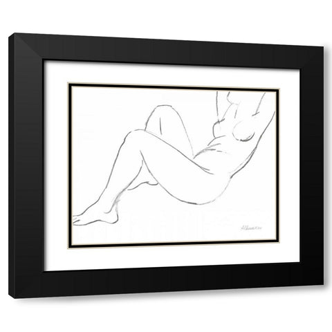 Nude Sketch II Black Modern Wood Framed Art Print with Double Matting by Hristova, Albena