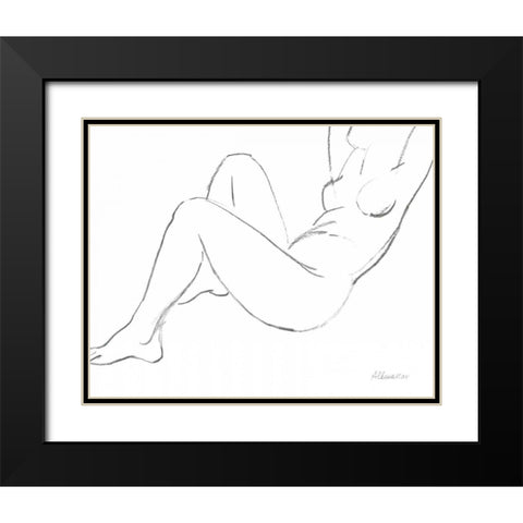 Nude Sketch II Black Modern Wood Framed Art Print with Double Matting by Hristova, Albena