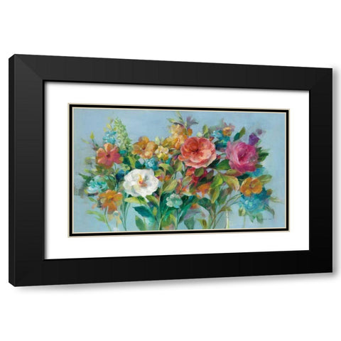 Country Florals Black Modern Wood Framed Art Print with Double Matting by Nai, Danhui