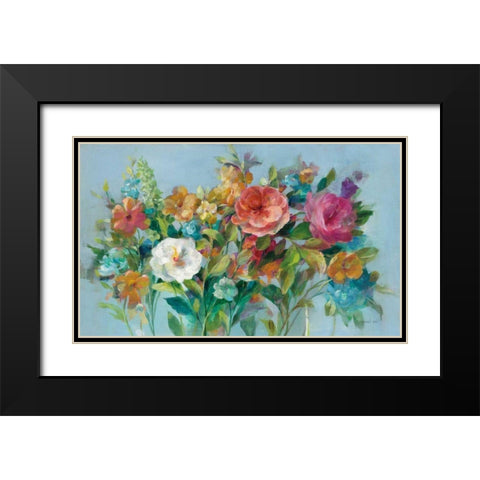 Country Florals Black Modern Wood Framed Art Print with Double Matting by Nai, Danhui