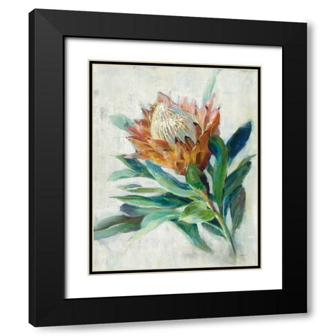 Protea Black Modern Wood Framed Art Print with Double Matting by Nai, Danhui