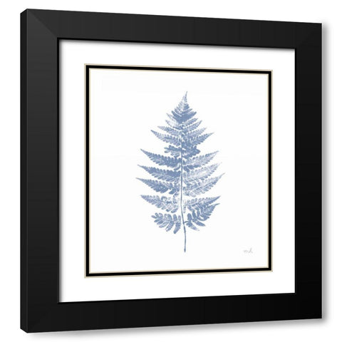 Fern Print I Blue No Shiplap Black Modern Wood Framed Art Print with Double Matting by Hershey, Moira