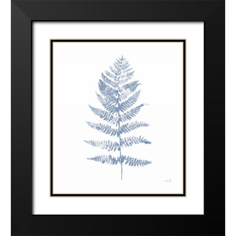 Fern Print II Blue No Shiplap Black Modern Wood Framed Art Print with Double Matting by Hershey, Moira