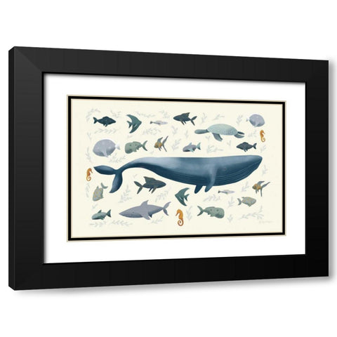 Ocean Life Black Modern Wood Framed Art Print with Double Matting by Thorns, Becky