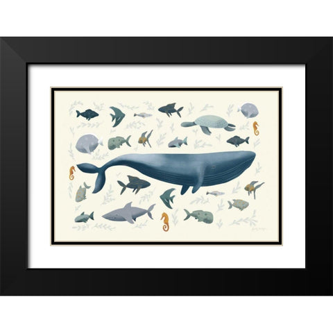 Ocean Life Black Modern Wood Framed Art Print with Double Matting by Thorns, Becky