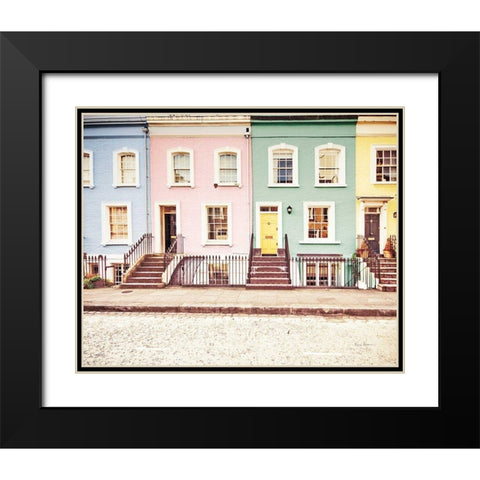 Chelsea Houses All Lined Up Spring Black Modern Wood Framed Art Print with Double Matting by Bevan, Keri
