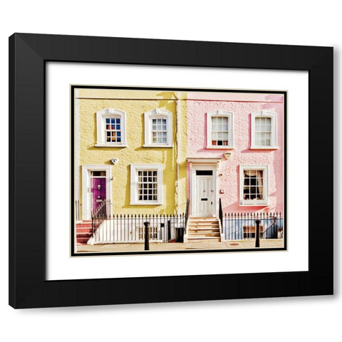 London Houses Spring Black Modern Wood Framed Art Print with Double Matting by Bevan, Keri