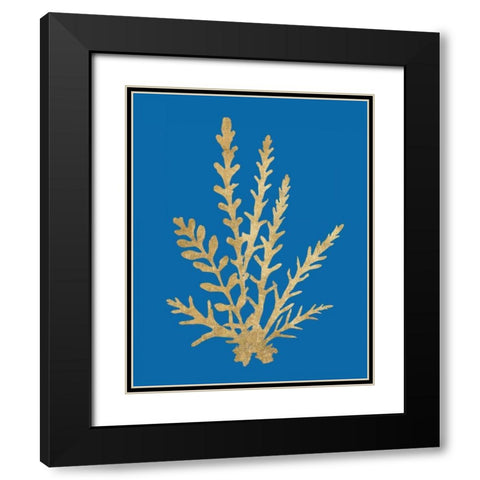 Pacific Sea Mosses III Blue Black Modern Wood Framed Art Print with Double Matting by Wild Apple Portfolio