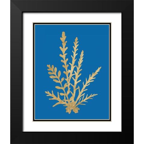 Pacific Sea Mosses III Blue Black Modern Wood Framed Art Print with Double Matting by Wild Apple Portfolio