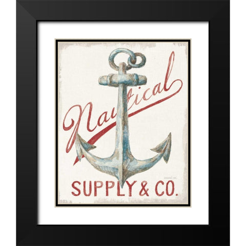 Floursack Nautical V Red Black Modern Wood Framed Art Print with Double Matting by Nai, Danhui