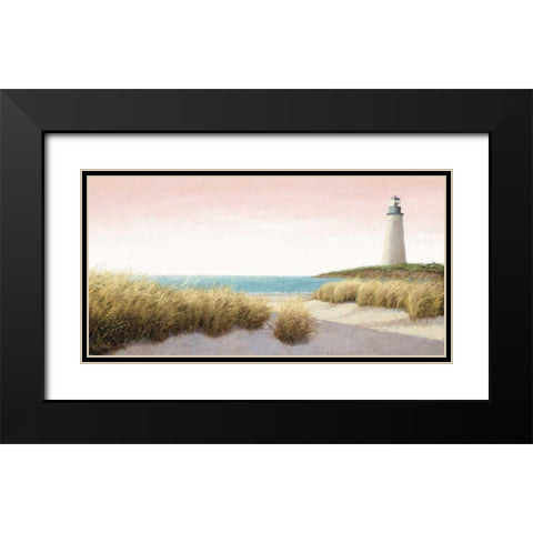 Lighthouse by the Sea Blush Black Modern Wood Framed Art Print with Double Matting by Wiens, James