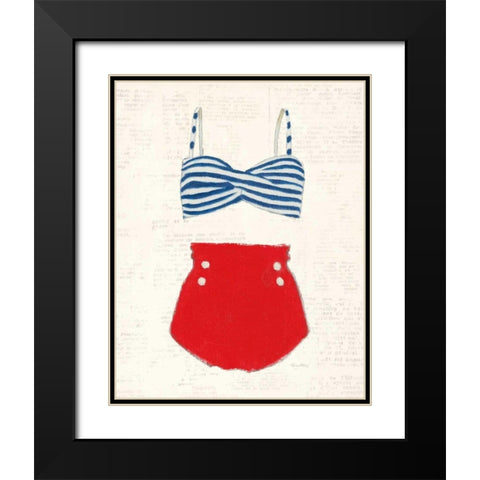 Retro Swimwear IV Newsprint Black Modern Wood Framed Art Print with Double Matting by Adams, Emily