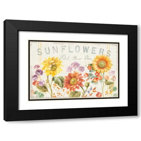 Floursack Autumn IX Sunflowers Black Modern Wood Framed Art Print with Double Matting by Nai, Danhui