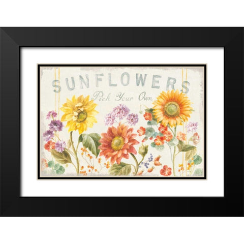 Floursack Autumn IX Sunflowers Black Modern Wood Framed Art Print with Double Matting by Nai, Danhui