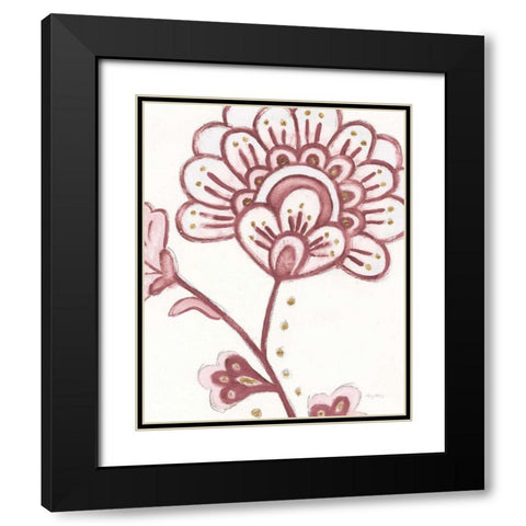 Flora Chinoiserie III Pink Black Modern Wood Framed Art Print with Double Matting by Adams, Emily