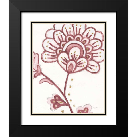 Flora Chinoiserie III Pink Black Modern Wood Framed Art Print with Double Matting by Adams, Emily