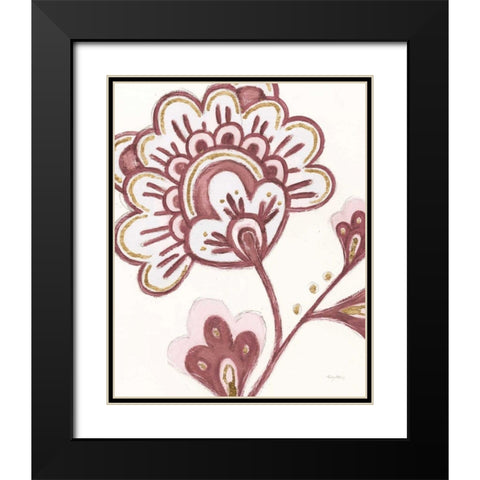 Flora Chinoiserie VI Pink Black Modern Wood Framed Art Print with Double Matting by Adams, Emily