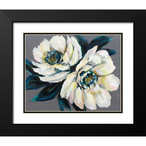 Peonies Black Modern Wood Framed Art Print with Double Matting by Vertentes, Jeanette