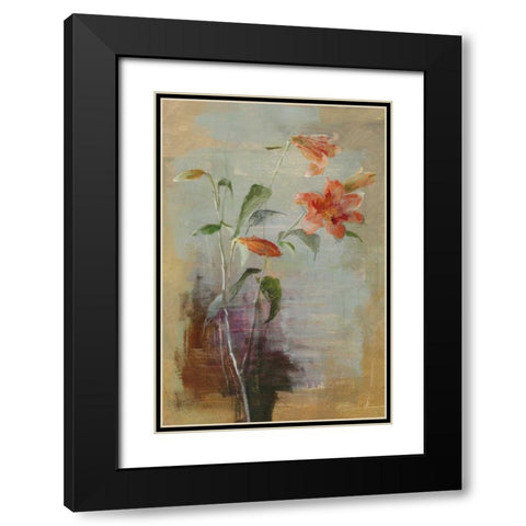 Contemporary Lilies I Crop Black Modern Wood Framed Art Print with Double Matting by Nai, Danhui