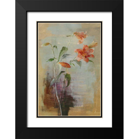 Contemporary Lilies I Crop Black Modern Wood Framed Art Print with Double Matting by Nai, Danhui