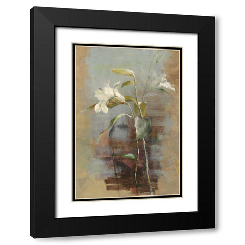 Contemporary LIlies II Black Modern Wood Framed Art Print with Double Matting by Nai, Danhui