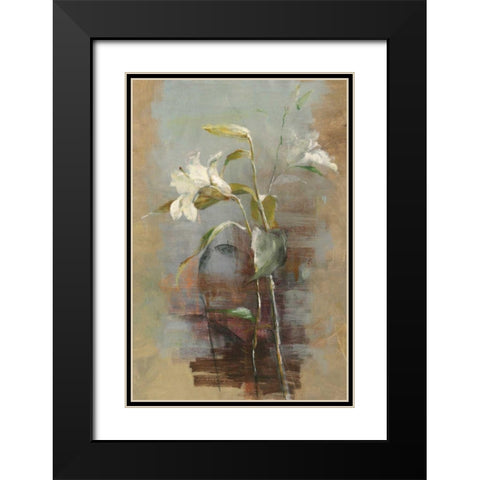 Contemporary LIlies II Black Modern Wood Framed Art Print with Double Matting by Nai, Danhui