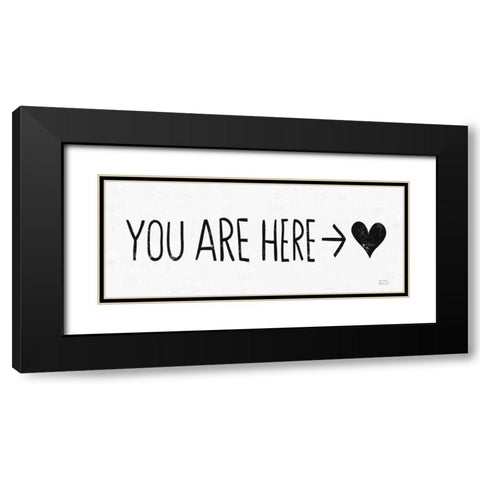 You Are Here BW Black Modern Wood Framed Art Print with Double Matting by Mullan, Michael