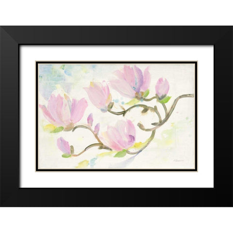 Flowering Branches Black Modern Wood Framed Art Print with Double Matting by Hristova, Albena