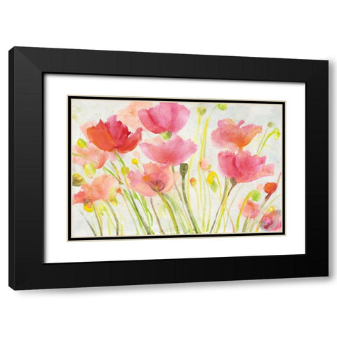 Fluorescent Poppies Black Modern Wood Framed Art Print with Double Matting by Hristova, Albena