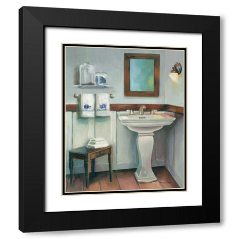 Cottage Sink Navy Black Modern Wood Framed Art Print with Double Matting by Hageman, Marilyn