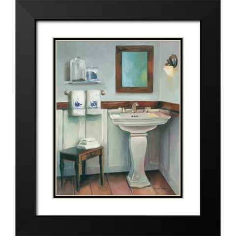 Cottage Sink Navy Black Modern Wood Framed Art Print with Double Matting by Hageman, Marilyn