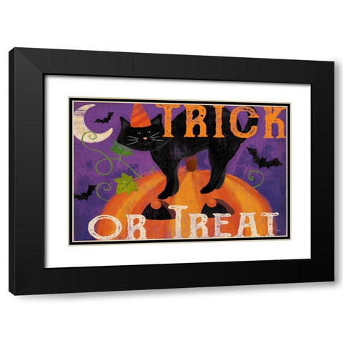 Festive Felines IV Black Modern Wood Framed Art Print with Double Matting by Charron, Veronique