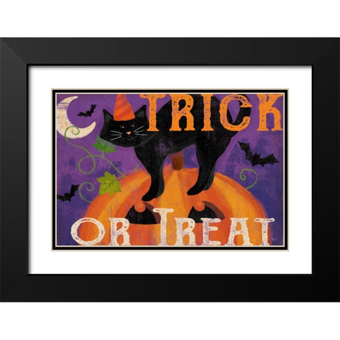 Festive Felines IV Black Modern Wood Framed Art Print with Double Matting by Charron, Veronique