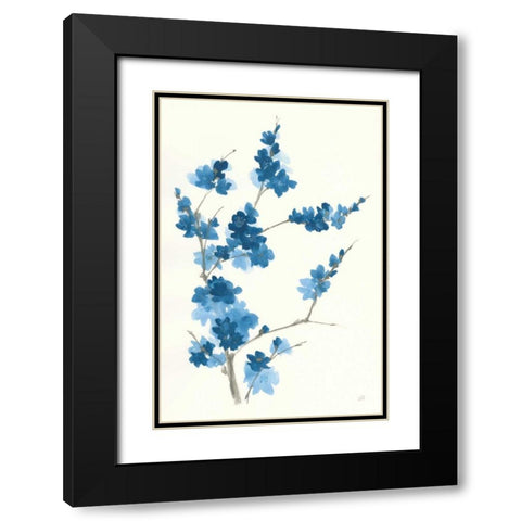 Blue Branch I Black Modern Wood Framed Art Print with Double Matting by Paschke, Chris