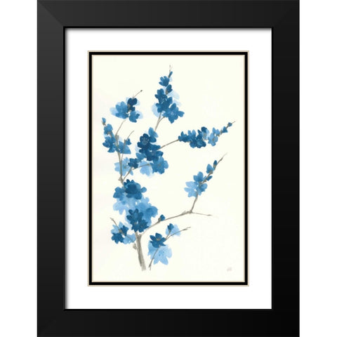 Blue Branch I Black Modern Wood Framed Art Print with Double Matting by Paschke, Chris