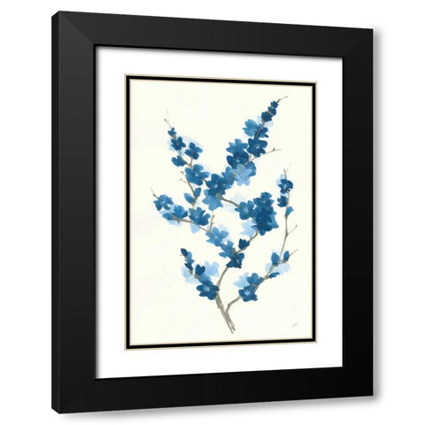 Blue Branch II Black Modern Wood Framed Art Print with Double Matting by Paschke, Chris