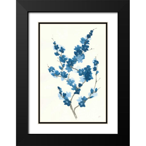 Blue Branch II Black Modern Wood Framed Art Print with Double Matting by Paschke, Chris