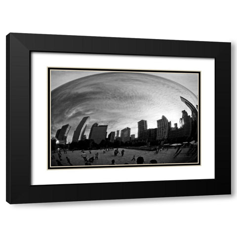 The Bean Chicago BW Black Modern Wood Framed Art Print with Double Matting by Van Swearingen, Debra