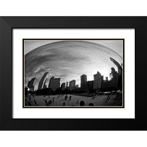 The Bean Chicago BW Black Modern Wood Framed Art Print with Double Matting by Van Swearingen, Debra