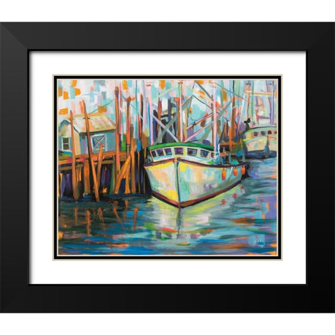 At the Dock Black Modern Wood Framed Art Print with Double Matting by Vertentes, Jeanette