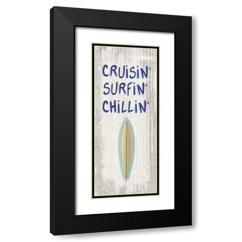 Beach Time IV One Surfboard Black Modern Wood Framed Art Print with Double Matting by Wiens, James