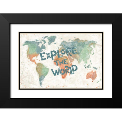 Explore the World I Black Modern Wood Framed Art Print with Double Matting by Charron, Veronique
