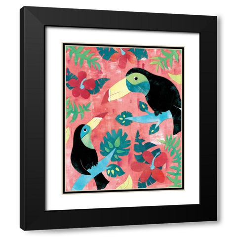 Jungle Jive I Dark Black Modern Wood Framed Art Print with Double Matting by Wild Apple Portfolio